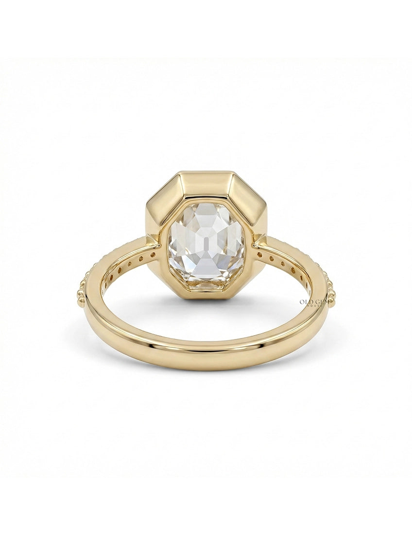 Georgian Old Mine Hexagon Solitaire Accent Ring Engagement Ring