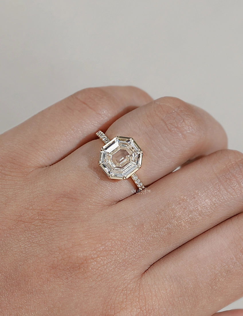 Old Mine Hexagon Diamond Engagement Ring Engagement Ring