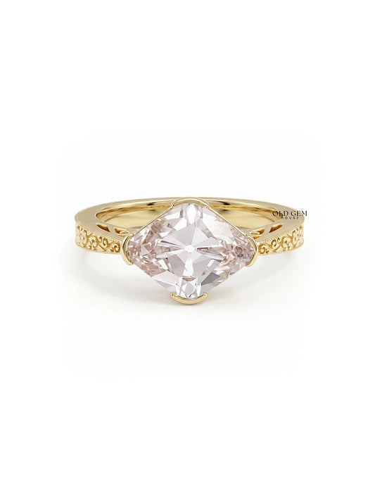 Old Mine Lozenge Cut Georgian Solitaire Ring Engagement Ring