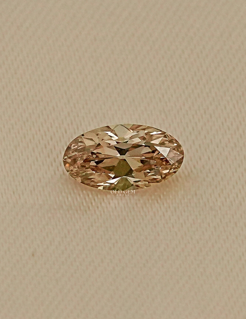 Old Mine Moval Cut Champagne Diamond Lab Grown Diamond