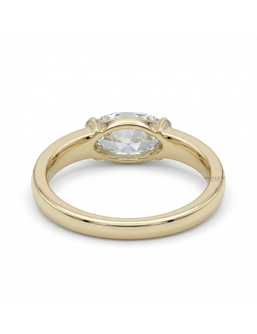 Georgian East West Old Mine Moval Half Bezel Set Ring Engagement Ring