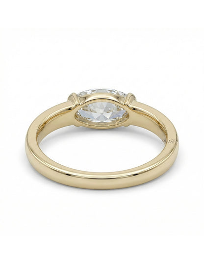 Georgian East West Old Mine Moval Half Bezel Set Ring Engagement Ring