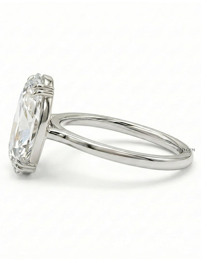 Mid Century Old Mine Moval Lab Grown Diamond Solitaire Ring Engagement Ring