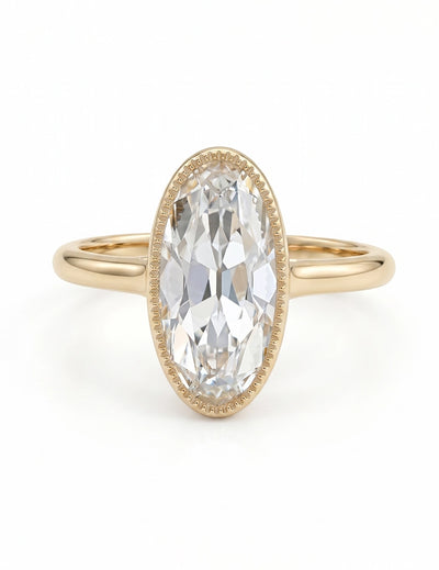 Mid Century Old Mine Moval Cut Engagement Ring