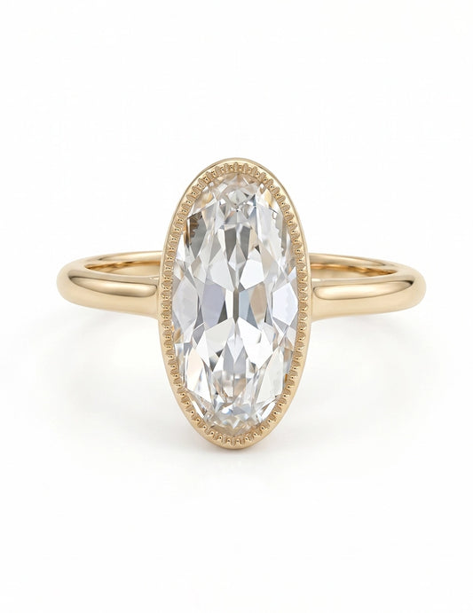 Mid Century Old Mine Moval Cut Engagement Ring Engagement Ring