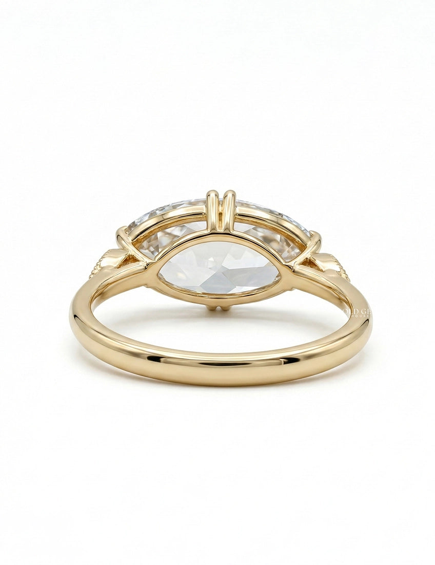 East West Old Mine Moval Lab Diamond Solitaire Ring