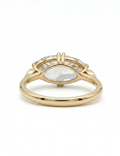 East West Old Mine Moval Lab Diamond Solitaire Ring