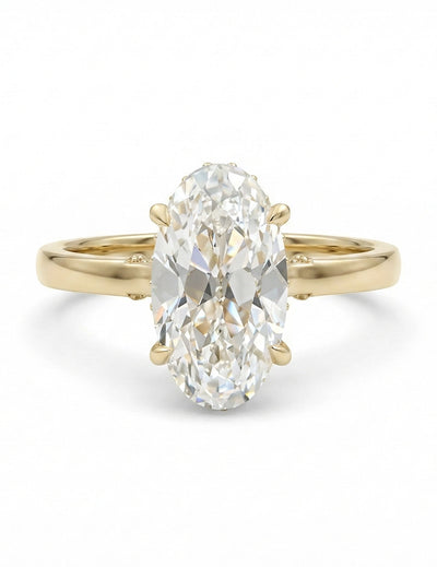 Georgian Old Mine Moval Cut Lab Diamond Hidden Halo Ring