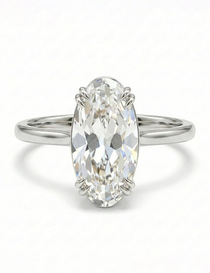 Mid Century Old Mine Moval Lab Grown Diamond Solitaire Ring Engagement Ring
