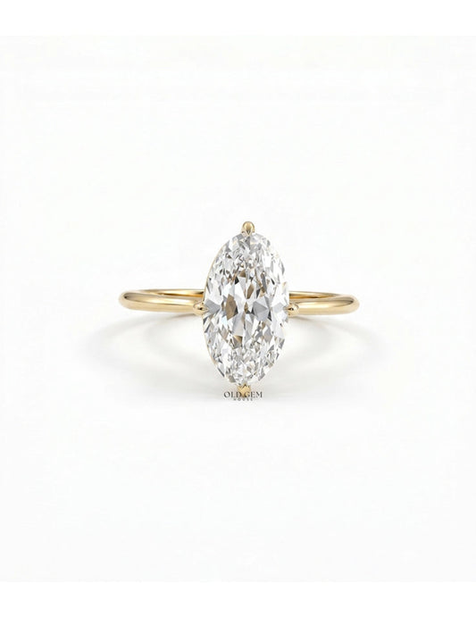 Georgian Old Mine Moval Lab Diamond Solitaire Ring