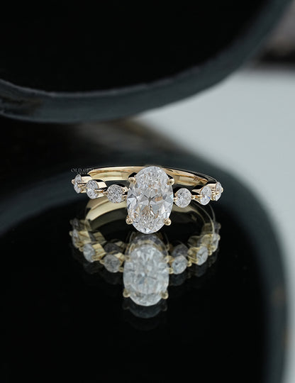 Old Mine Oval with Round Accent Ring