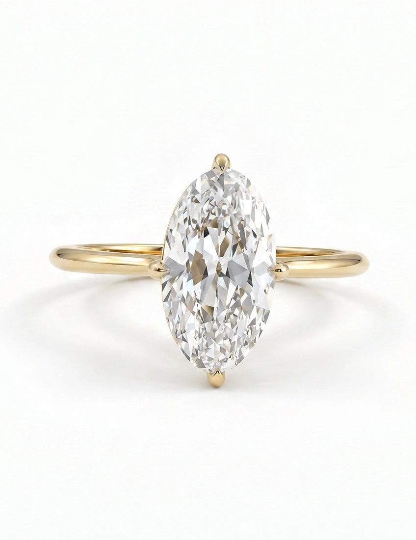 Georgian Old Mine Moval Lab Diamond Solitaire Ring Engagement Ring