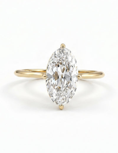 Georgian Old Mine Moval Lab Diamond Solitaire Ring