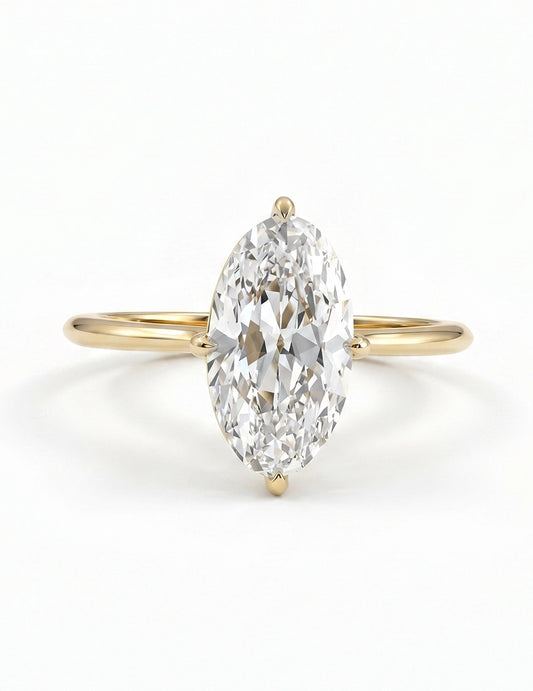 Georgian Old Mine Moval Lab Diamond Solitaire Ring Engagement Ring