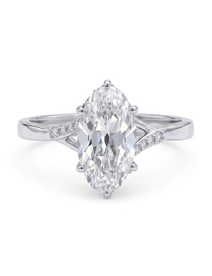Mid Century Old Mine Moval Lab Split Shank Accent Ring Engagement Ring