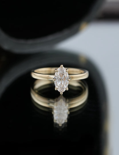 Old Mine Moval Solitaire Ring