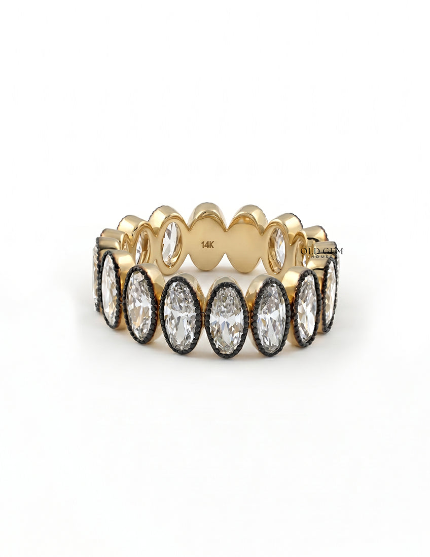 Georgian Style Old Mine Oval Diamond Eternity Wedding Band Wedding Band
