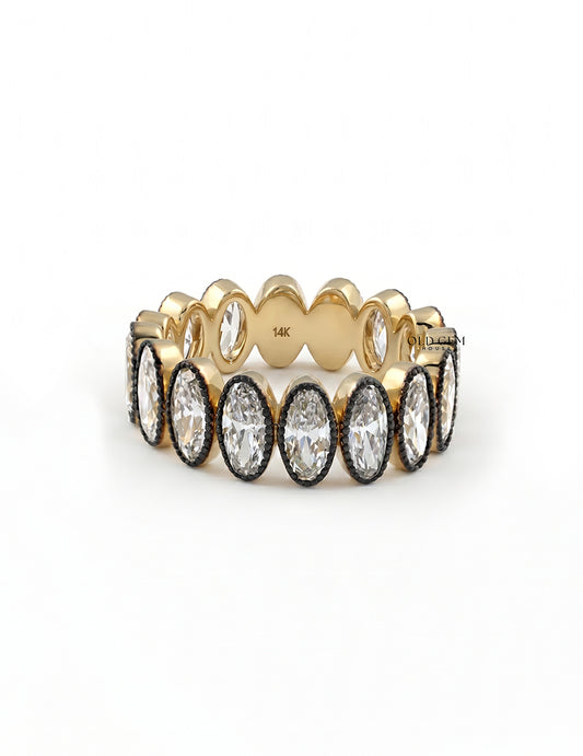 Georgian Style Old Mine Oval Diamond Eternity Wedding Band Wedding Band