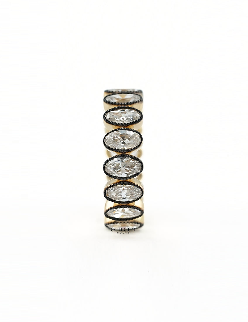 Georgian Style Old Mine Oval Diamond Eternity Band Wedding Band