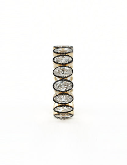 Georgian Style Old Mine Oval Diamond Eternity Band Wedding Band