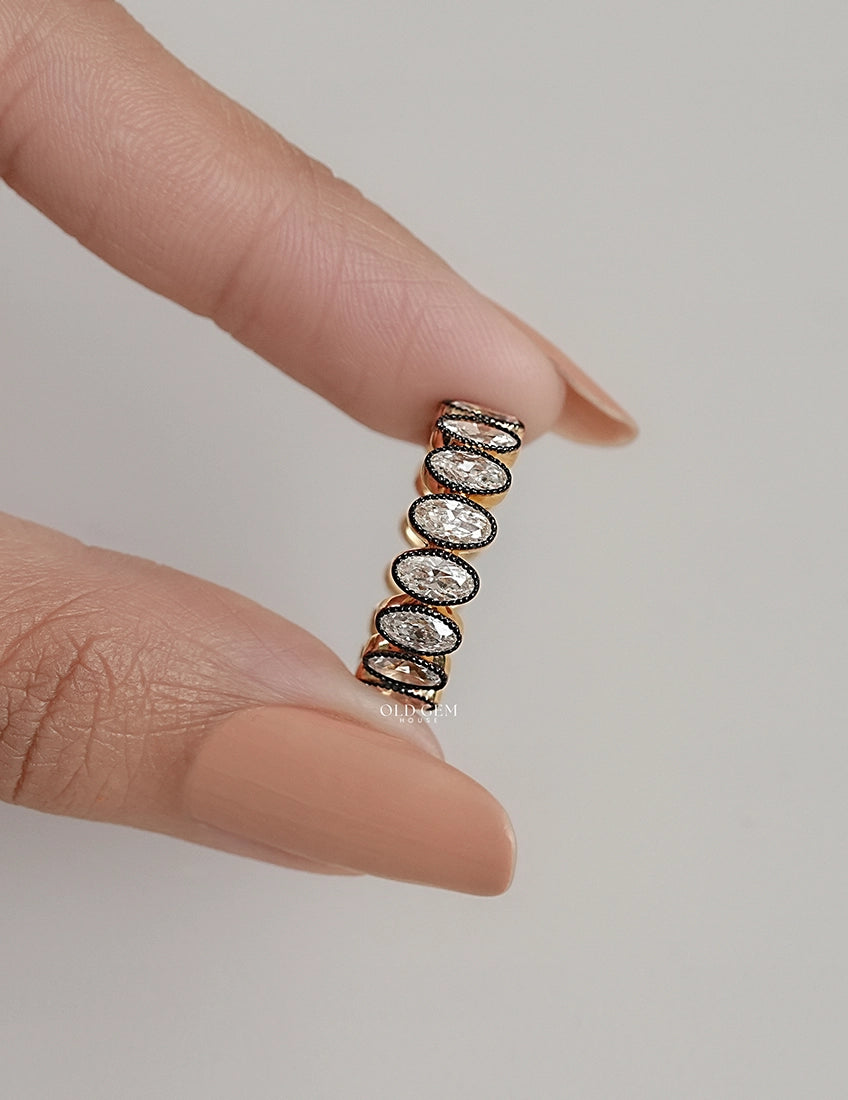 Georgian Style Old Mine Oval Diamond Eternity Wedding Band Wedding Band