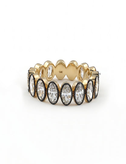 Georgian Style Old Mine Oval Diamond Eternity Band Wedding Band