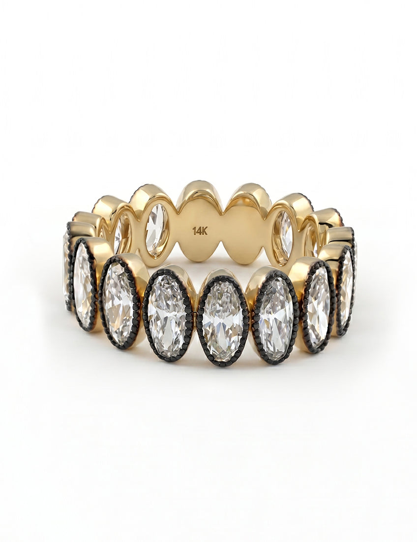 Georgian Style Old Mine Oval Diamond Eternity Band Wedding Band
