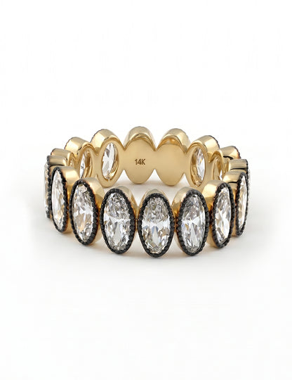 Georgian Style Old Mine Oval Diamond Eternity Band Wedding Band