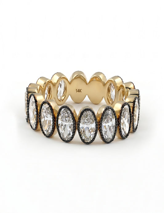 Georgian Style Old Mine Oval Diamond Eternity Band Wedding Band