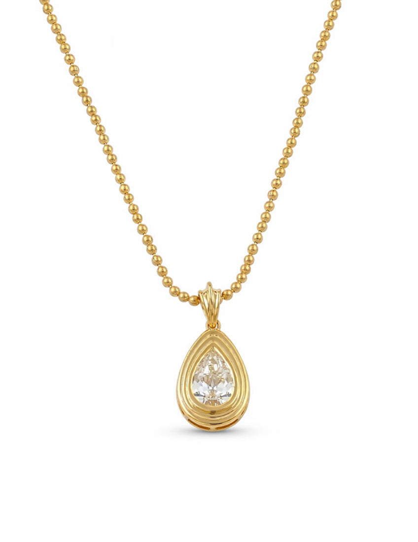 Old Mine Pear Lab Diamond Bezel Set Pendant