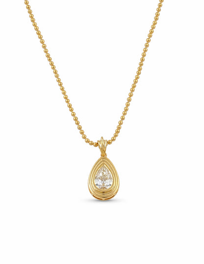 Old Mine Pear Cut Bezel Set Diamond Pendant Necklaces