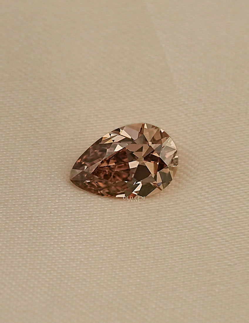 2.10 Carat Old Mine Pear Lab Champagne Diamond Lab Grown Diamond