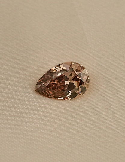 2.10 Carat Old Mine Pear Lab Champagne Diamond Lab Grown Diamond