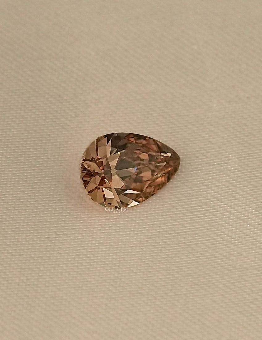 2.10 Carat Old Mine Pear Lab Champagne Diamond Lab Grown Diamond