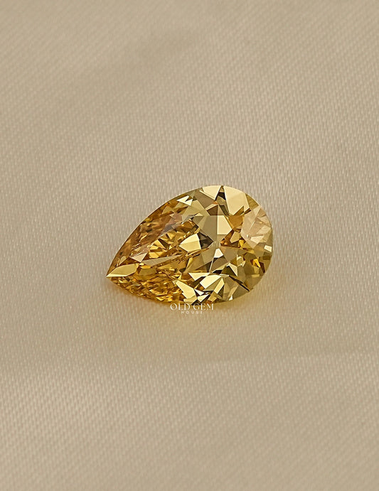 Fancy Vivid Yellow Old Mine Pear Cut Loose Diamond Lab Grown Diamond