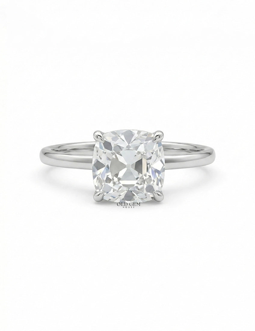 Mid Century Old Mine Square Cushion Cut Engagement Ring Engagement Ring