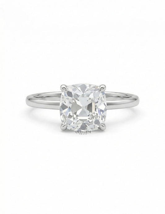 Mid Century Old Mine Square Cushion Cut Engagement Ring Engagement Ring
