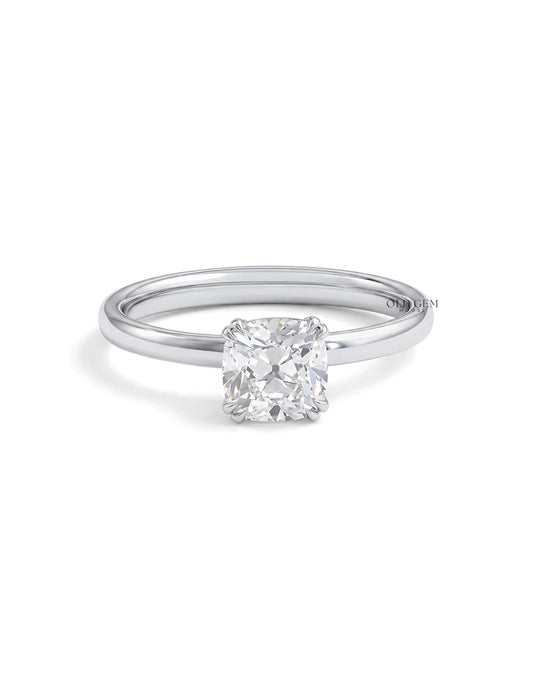 Old Mine Square Cushion Lab Diamond Solitaire Ring Engagement Ring