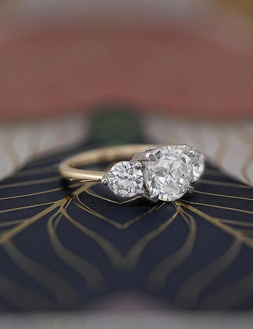 Old European Cut Triology Ring Engagement Ring