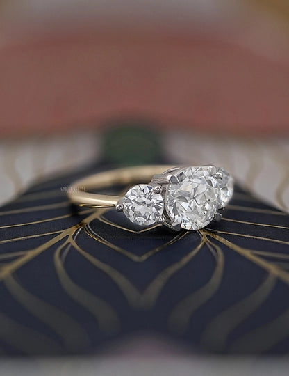 Old European Cut Triology Ring Engagement Ring