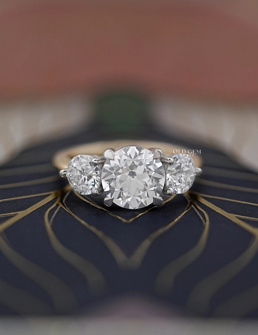 Old European Cut Triology Ring Engagement Ring