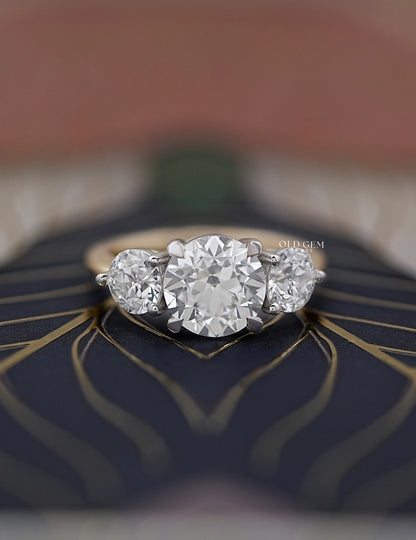 Old European Cut Triology Ring Engagement Ring