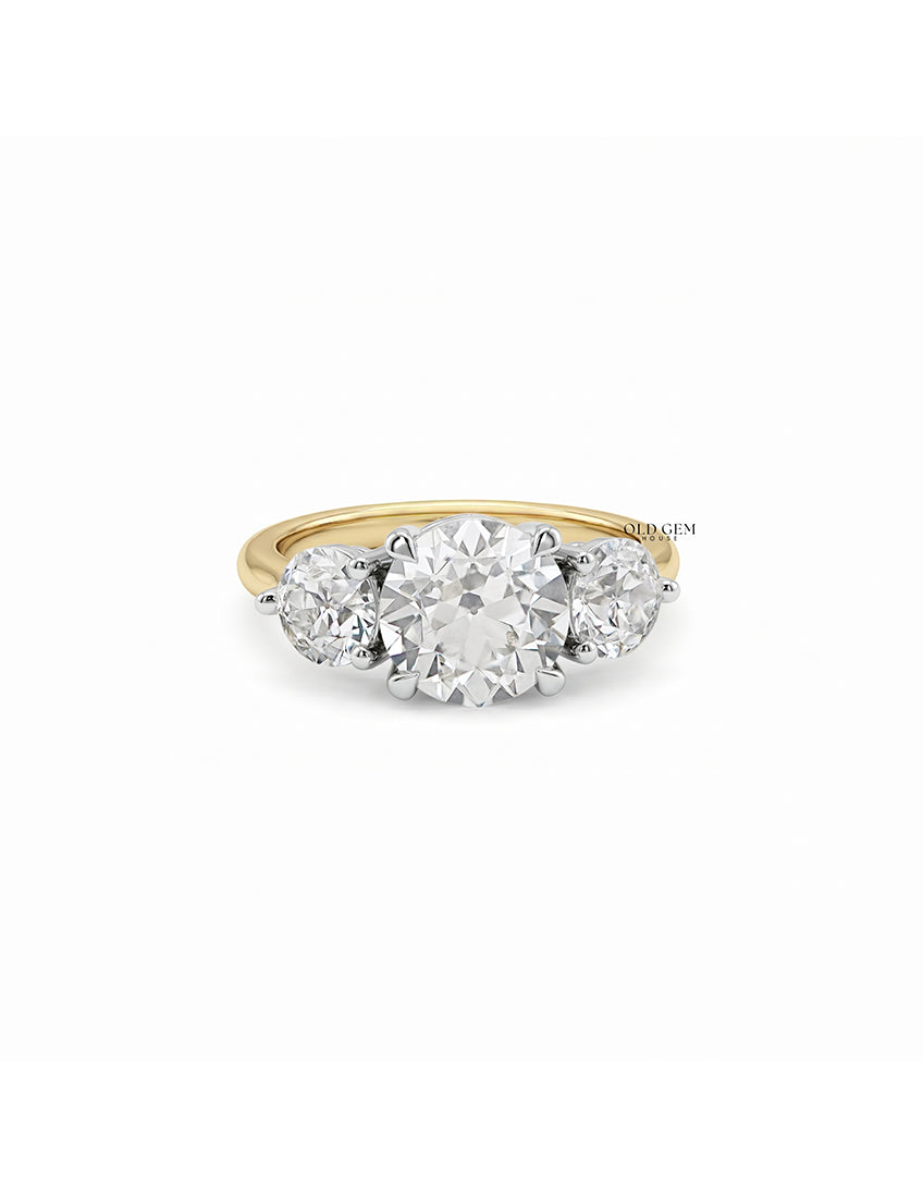 Georgian Old European Cut Diamond Three Stone Ring Engagement Ring