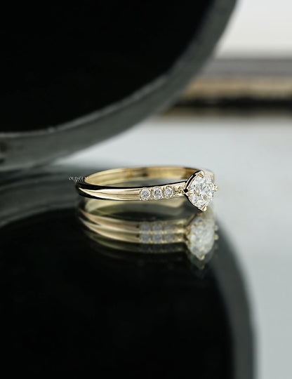 Old European Round Lab Accent Solitaire Ring