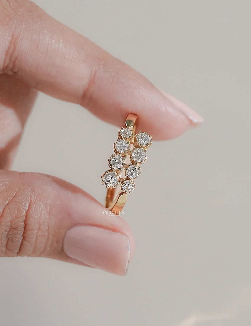 Georgian Old European Round Cut Diamond Bypass Ring Engagement Ring