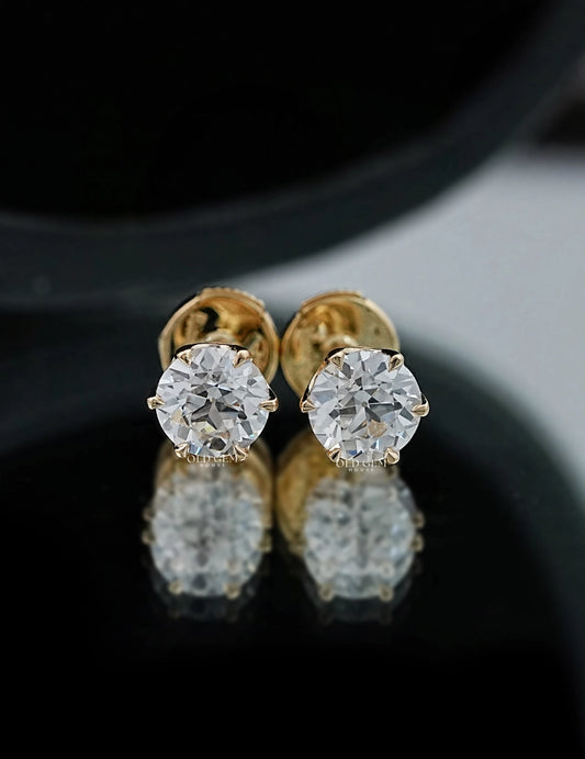 Old European Round Cut Stud Earrings