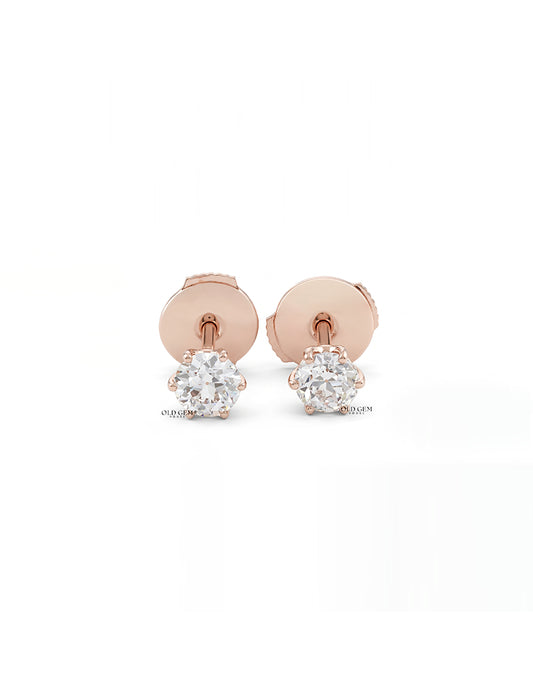 Old European Round Cut Stud Earrings Earrings