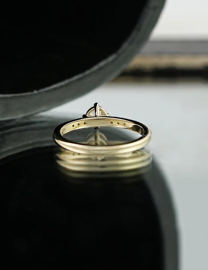 Old European Round Lab Accent Solitaire Ring