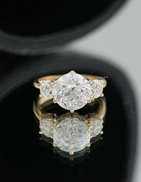 Old European Round Lab Diamond Three Stone Ring