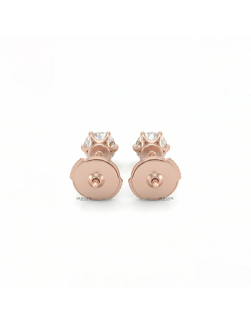 Old European Round Cut Stud Earrings Earrings